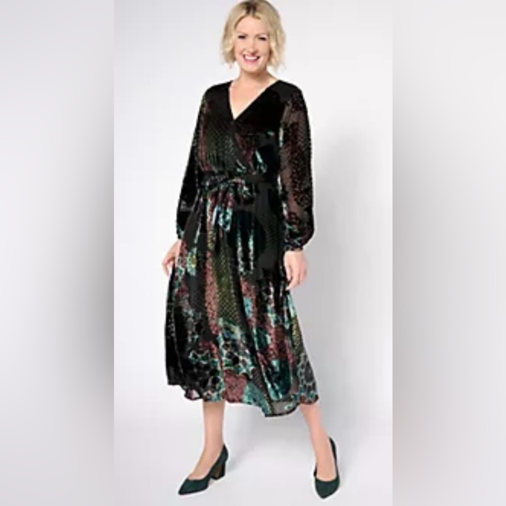 Destination 365 Burnout Velvet Multicolor Dress